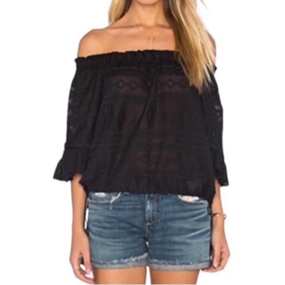 Rebecca Taylor Elegant Black Off-Shoulder Blouse